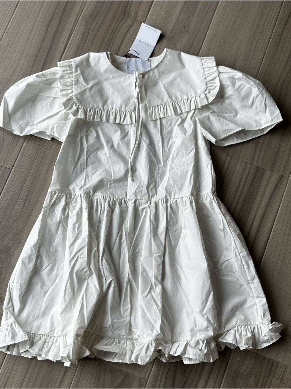 Naya Rea Oriel Dress with Detachable Collar White